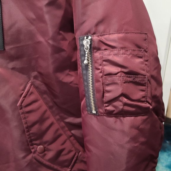 THE KOOPLES MAROON BOMBER JACKET WITH ORANGE LINING - Picture 5 of 15